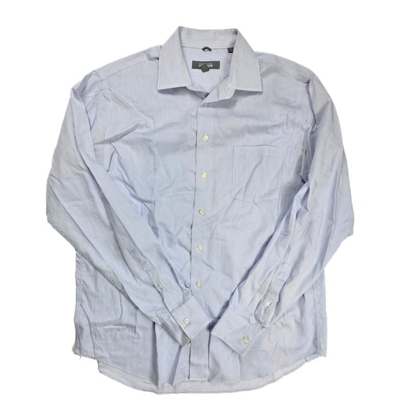 Kenneth Cole Reaction Blue Pin Striped Button L/S Shirt Men's Size L 16.5 36-37 - Picture 1 of 4
